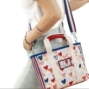 Brighton Red, White, and You canvas mini tote (colorful hearts)